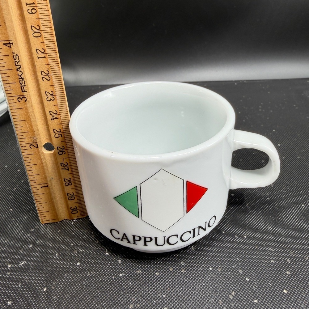 La Bomboniera Italian Flag Cappuccino Cup and Saucer Set White Ceramic 4pc - Picture 2 of 13